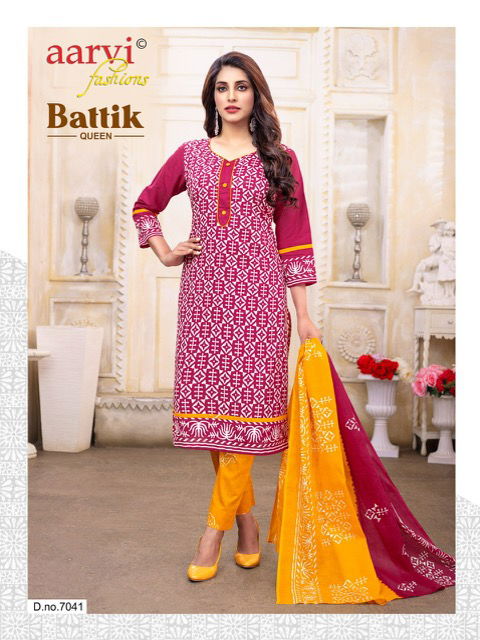 Aarvi Battik Queen Vol 1 Casual Wear Wholesale Cotton Dress Material
